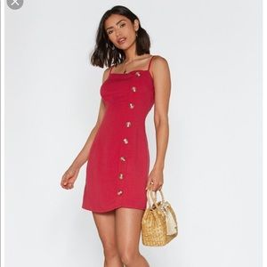 Nasty Gal red mini dress with buttons